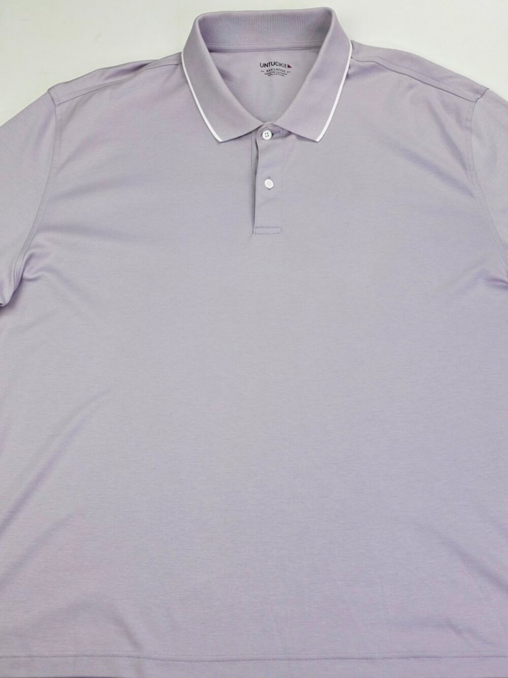 Untuckit Pastel Lilac Size 3XL Mens White Trim Short Sleeve Cotton Logo Tag Polo